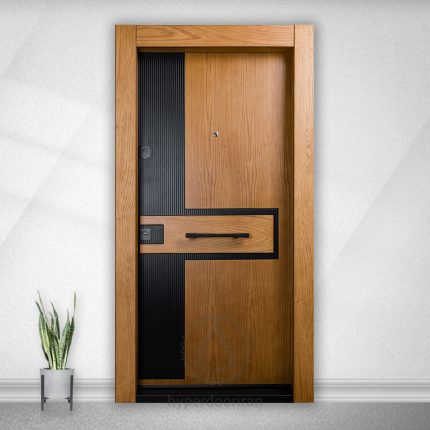 درب ضدسرقت روکش بلوط مدل نوا (HZ-03)